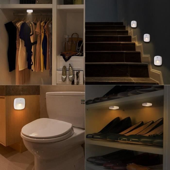 Kit de luz nocturna MEIHE de 2 piezas con sensor de movimiento, luz blanca cálida de 3000K para habitación infantil, baño y pasillo.