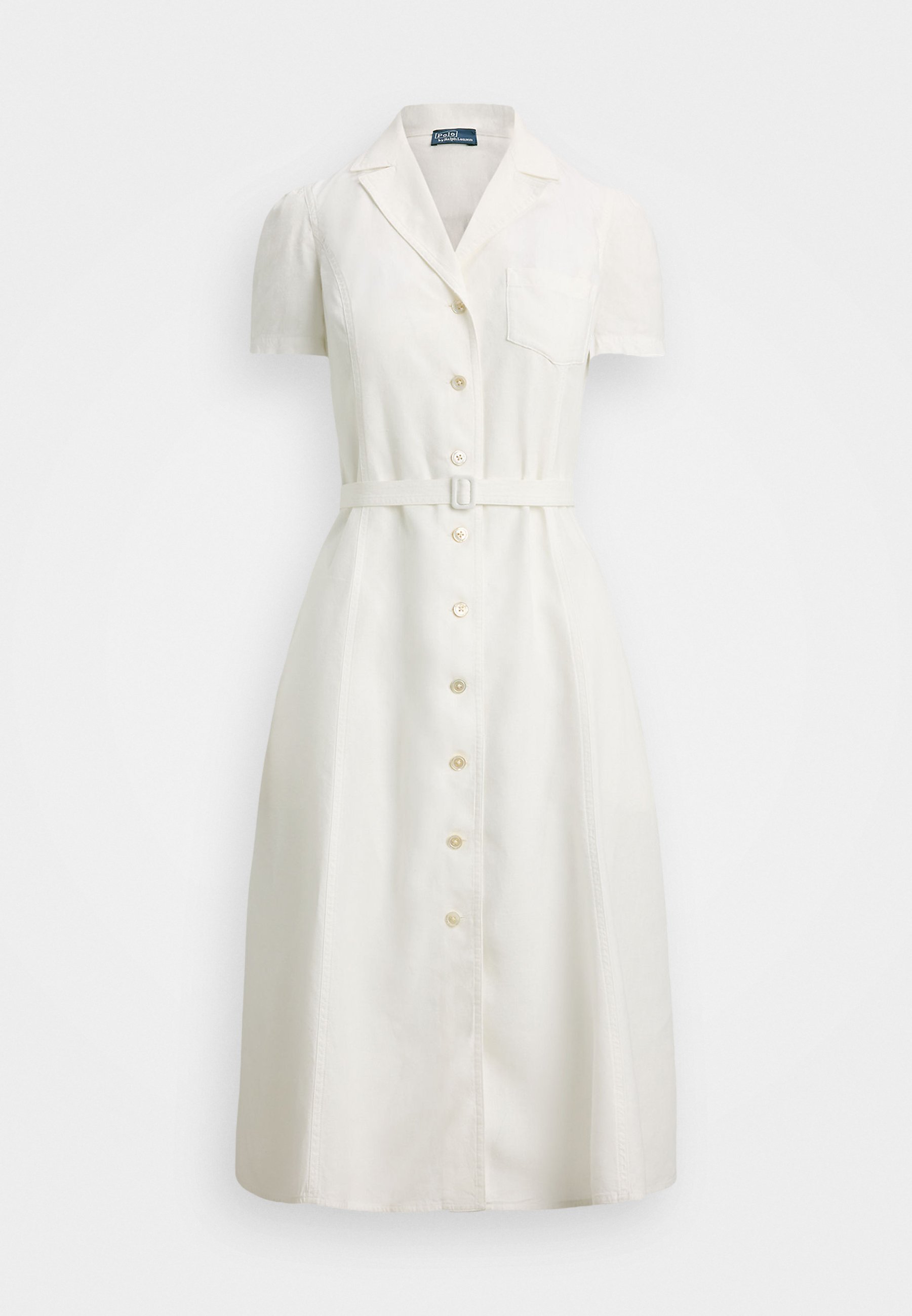 Polo Ralph Lauren Leinenhemdkleid mit Gürtel in A-Linie – Weiß