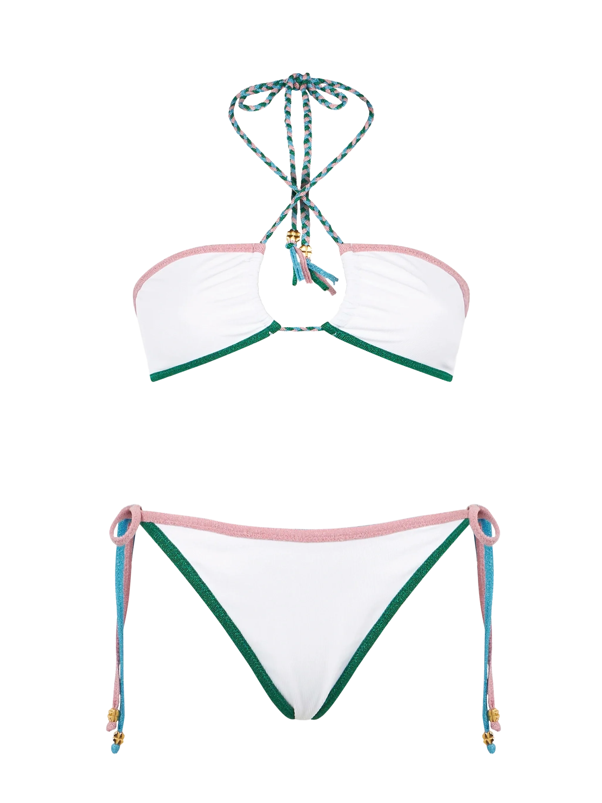 Bikini a fascia a costine con bordi in lurex