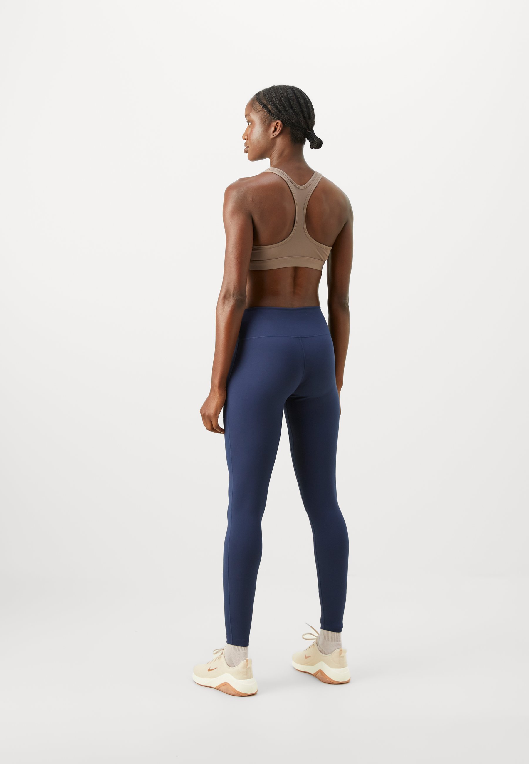 Nike Performance ONE SEAMLESS FRONT - Leggings - middernachtblauw/wit