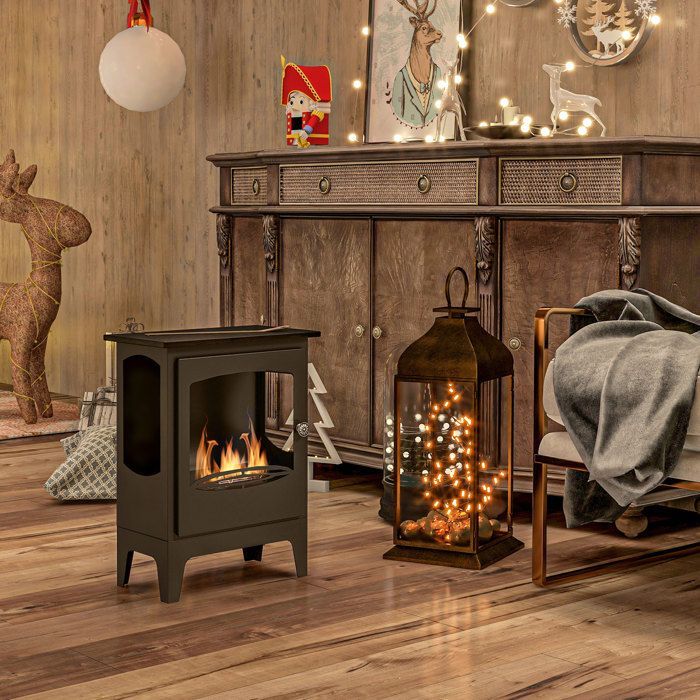 Chimenea de bioetanol independiente - HOMCOM - con depósito de 1,2 L - cubre de 20 a 25 m² - 39 x 26 x 54 cm - negra