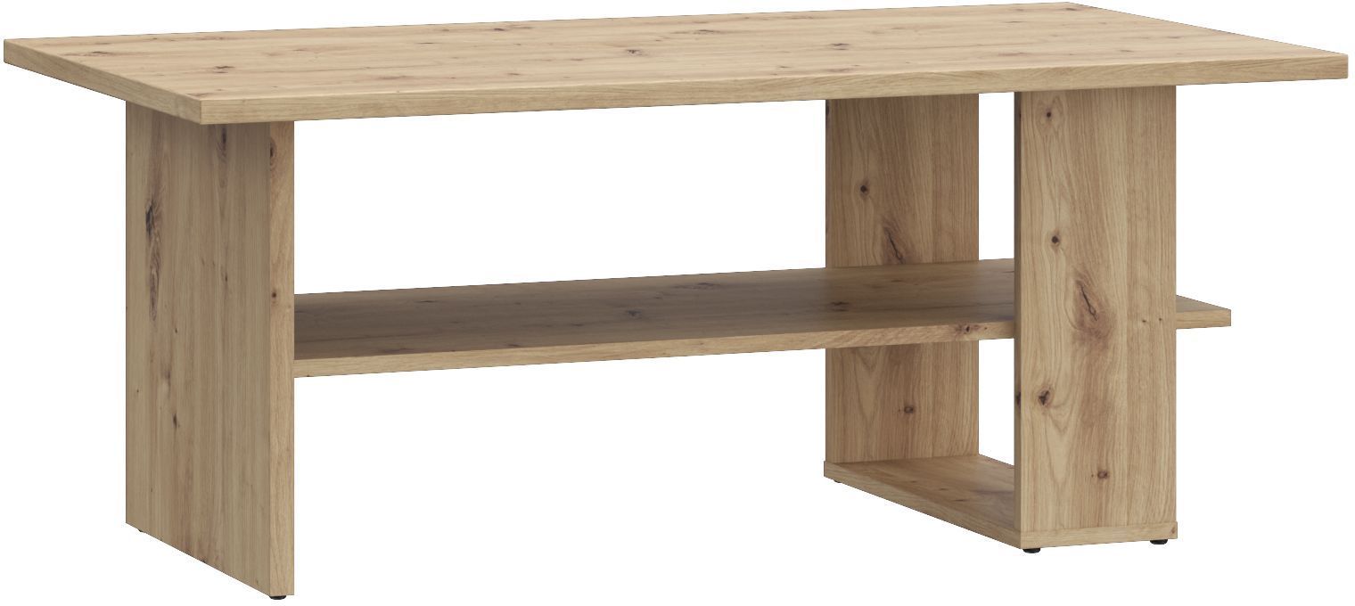 Tavolino rettangolare - TAVOLINI DA CAFFÈ - Finitura rovere artigianale - 2 ripiani - 110 × 60 × 45 cm