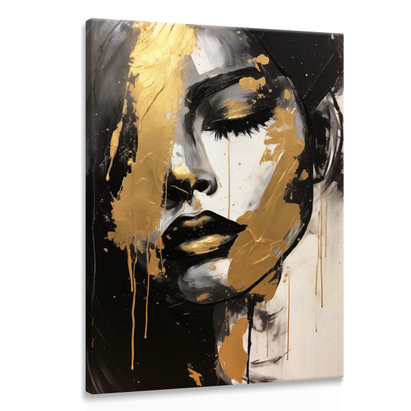 Obraz Do Salonu Nowoczesny Złoty Portret 20x30cm