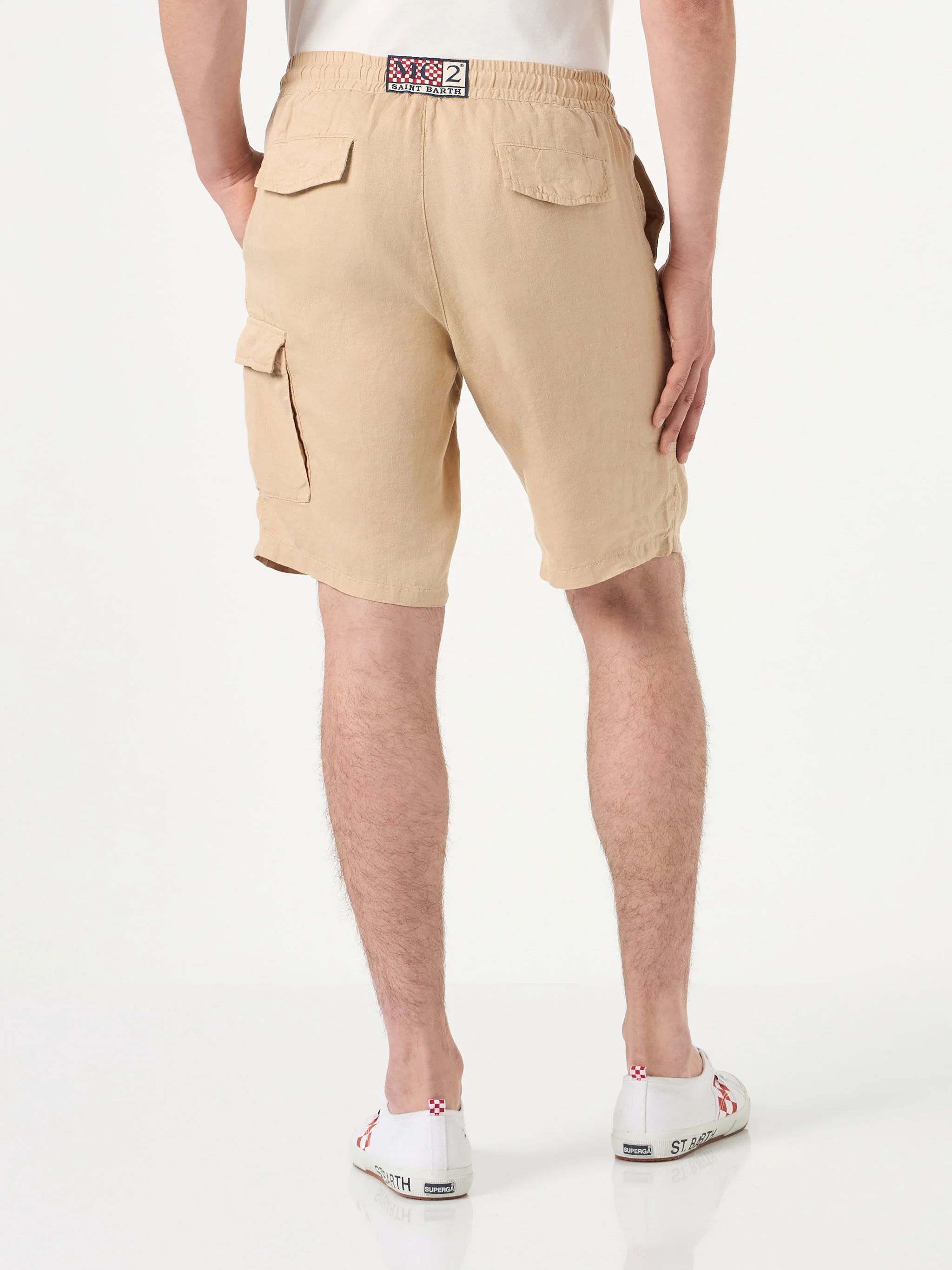 Beige linnen Bermuda-shorts