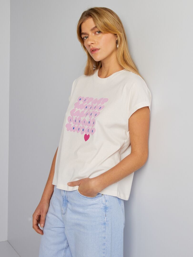 Bedrukt katoenen T-shirt - ROZE
