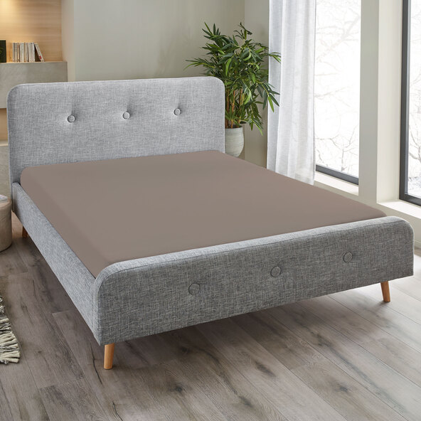 Jersey fitted sheet, 180-200 x 200 cm, beige