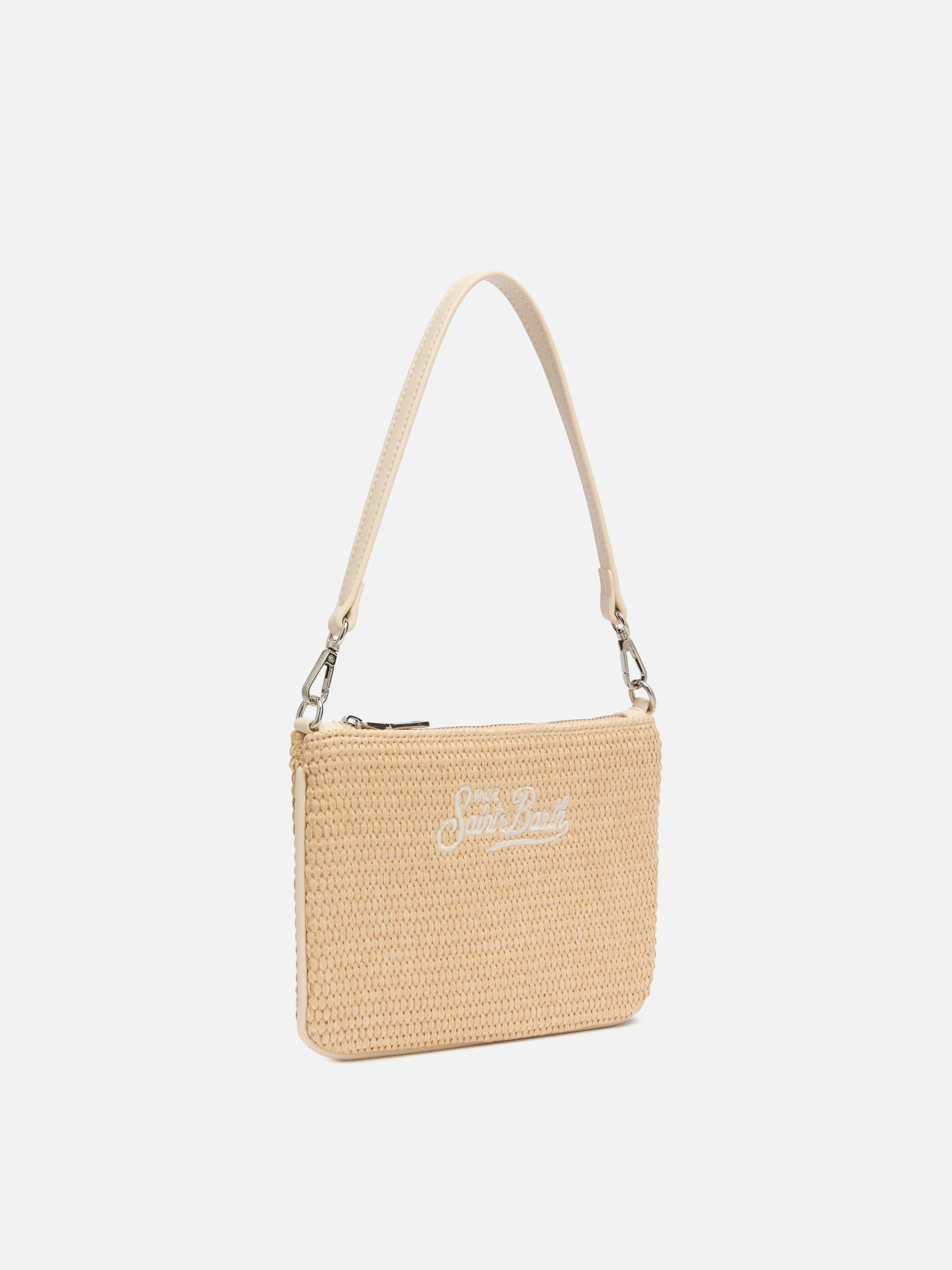 Parisienne Mini clutchtasje met stro-effect in beige