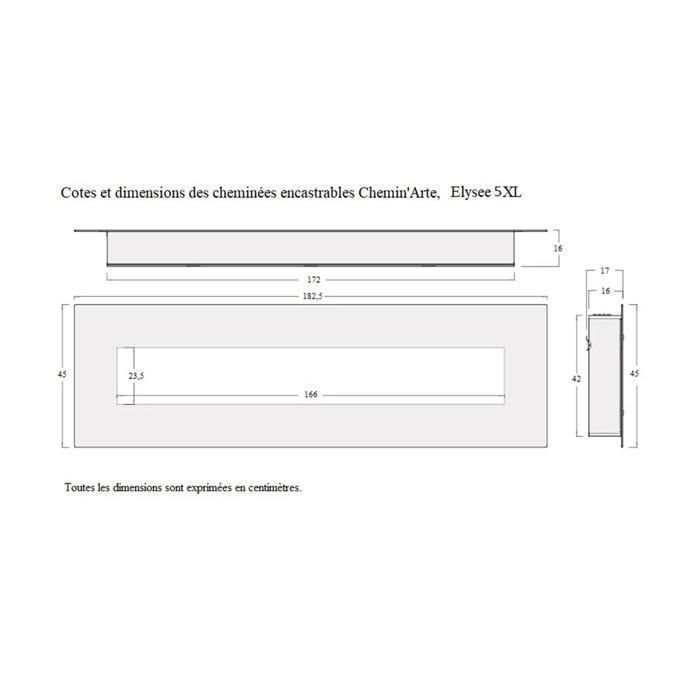 CHEMIN'ARTE - Elysée 5XL 180cm Inbouw elektrische haard met LED-vlameffect, programmeerbare verwarming en afstandsbediening