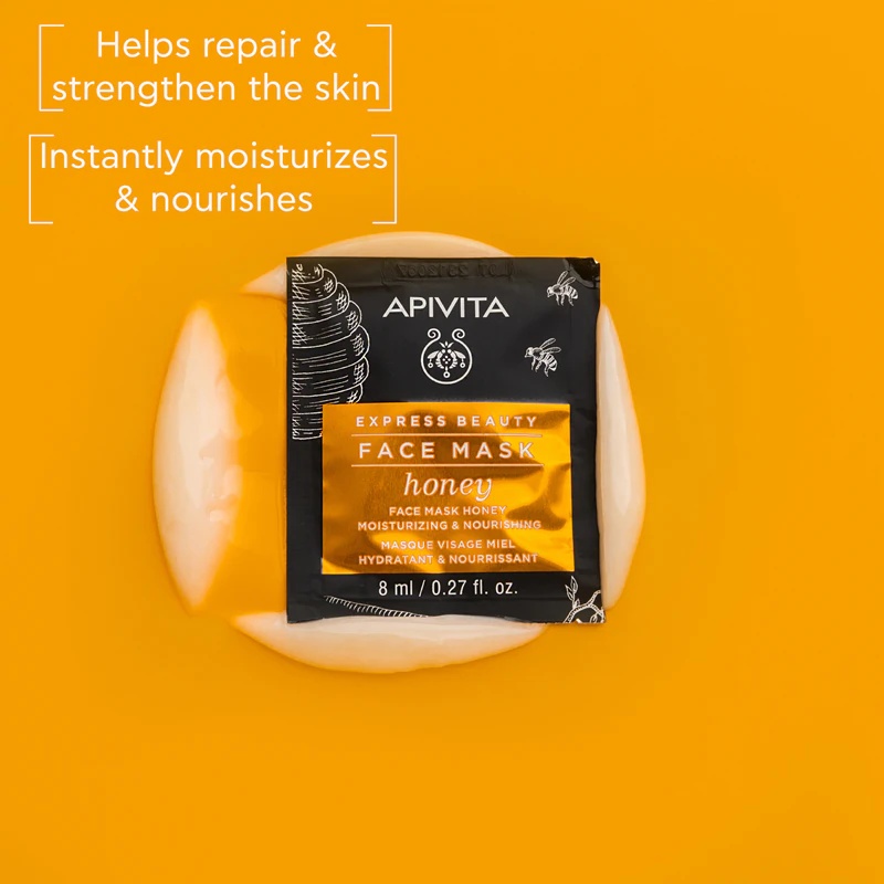 Apivita Express Beauty barojošā sejas maska. Mitrinoša un barojoša medus sejas maska.