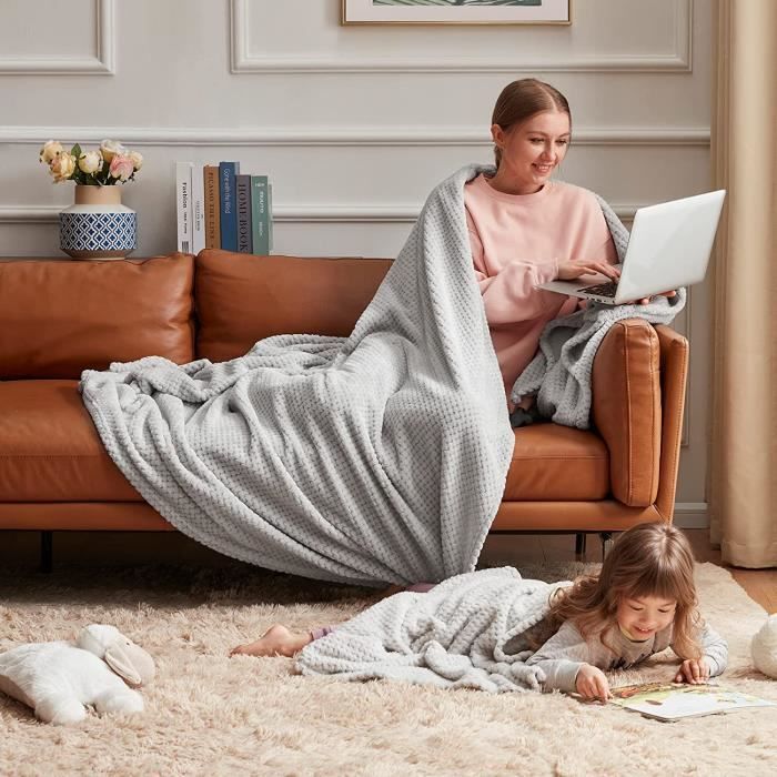 Manta polar - FREOSEN - Gris 150x200cm - Suave y duradera - Para todas las estaciones