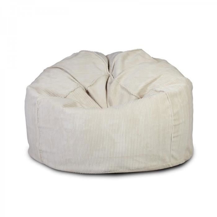 Sillón tipo puf de pana blanca