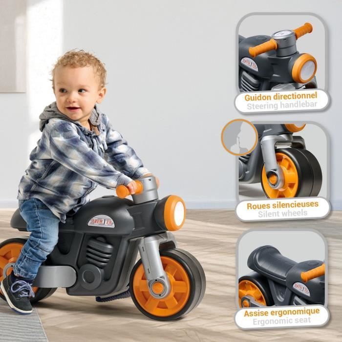 Bicicletta senza pedali FALK Premier - Con ruote silenziose - Grigio - 75% plastica riciclata - 100% Made in France - Dai 12 mesi in su