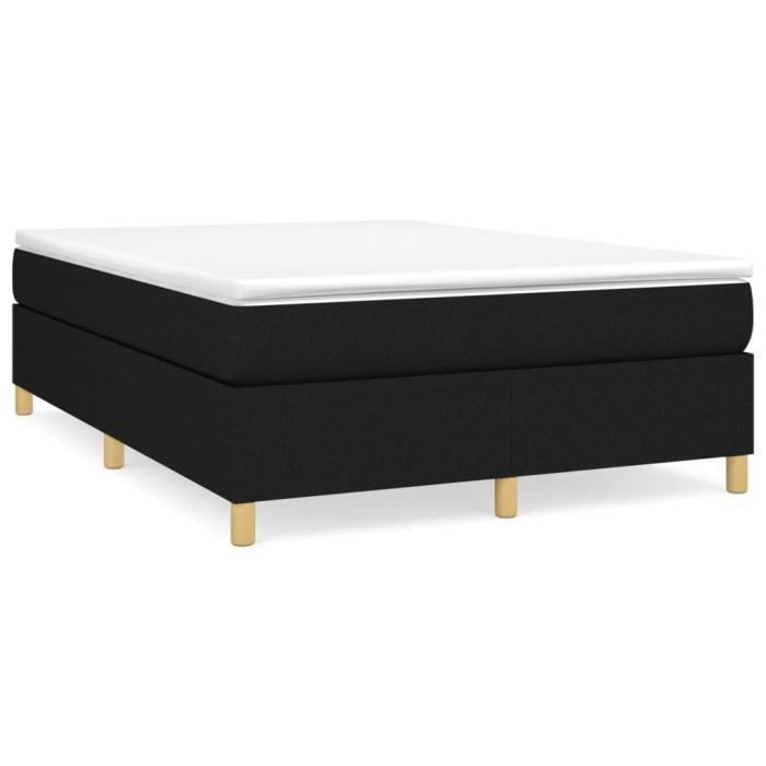Base de cama tapizada - AKOZON - 140x190 cm - Negra - Somier de láminas de madera contrachapada - 2 plazas
