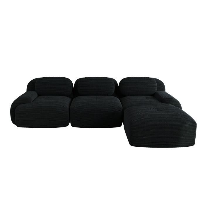 Canapé d'angle modulable, sans montage, ergonomique et adapté aux animaux de compagnie, en velours côtelé avec accoudoirs