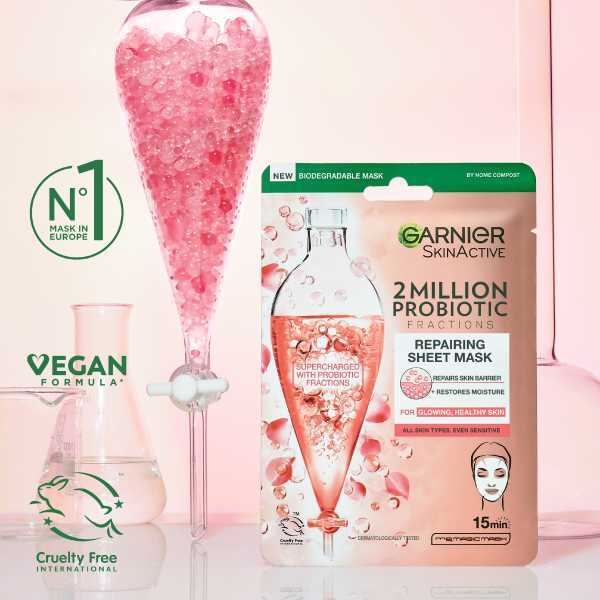 Maschera in tessuto riparatrice probiotica Skinactive di Garnier