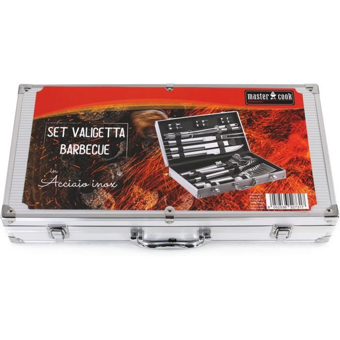 Kit de accesorios profesionales de acero para barbacoa con estuche de transporte, kit de accesorios para barbacoa con pinzas, tenedores, espátula y