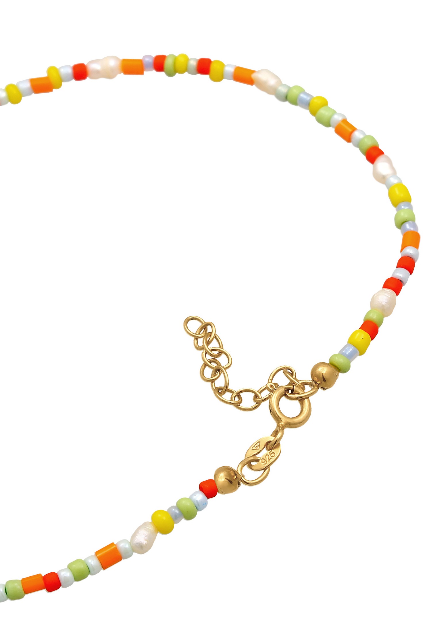 Elli de Cheville Perles de verre pour femmes multicolores avec perles de culture d'eau douce en argent sterling 925