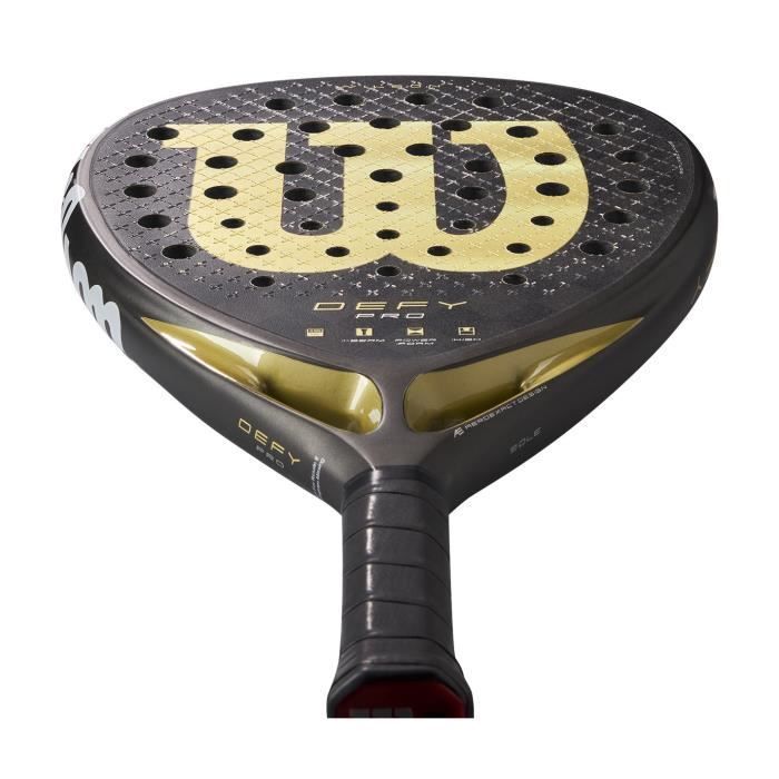 Pala de pádel Wilson Defy Pro V1 negra/dorada 370g - Potencia y efecto (2025)