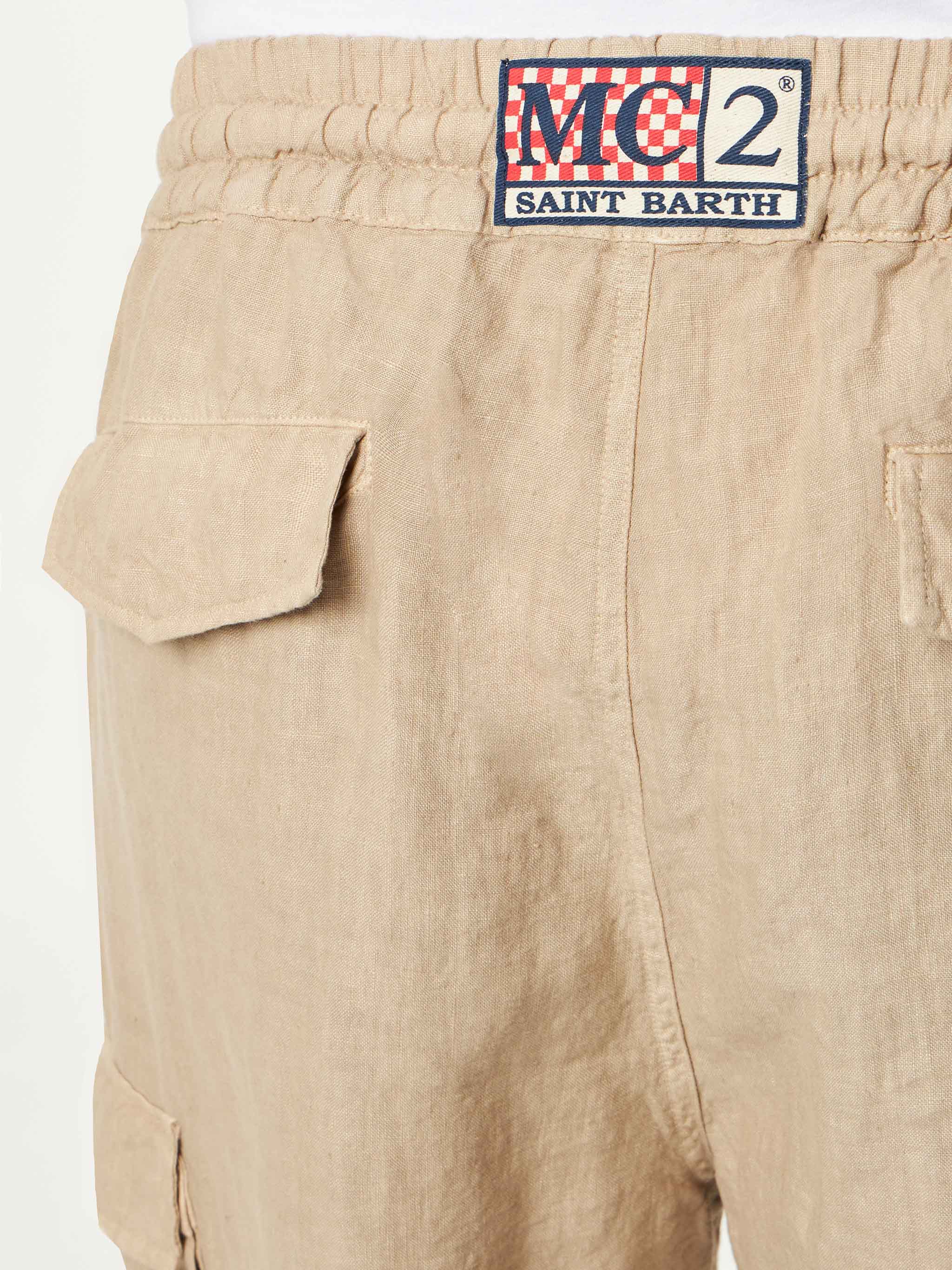 Beige linnen Bermudashorts voor heren