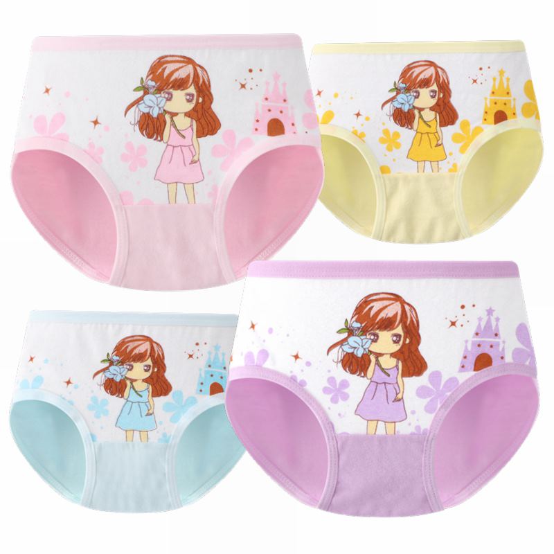 Ensemble de 4 culottes pour bébé fille, motifs princesse, shorts de dessin animé, sous-vêtements pour enfants en coton.