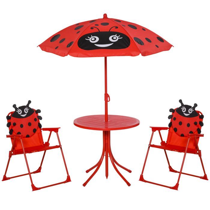 Outsunny - Ensemble salon de jardin enfant - métal - 50x50x46cm - Rouge