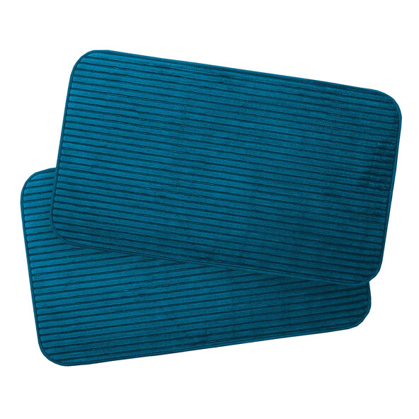 Covoraș de baie Berlin cu aspect de catifea reiată, set de 2, 60 x 100 cm, culoare petrol