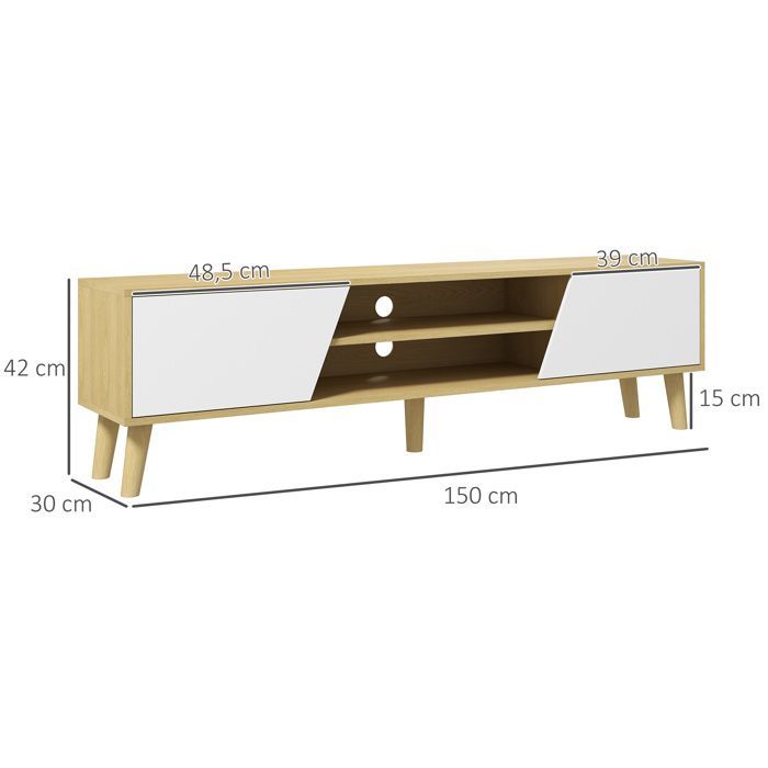 HOMCOM - Soporte para TV - Tablero de partículas - 150x30x42cm - Madera natural