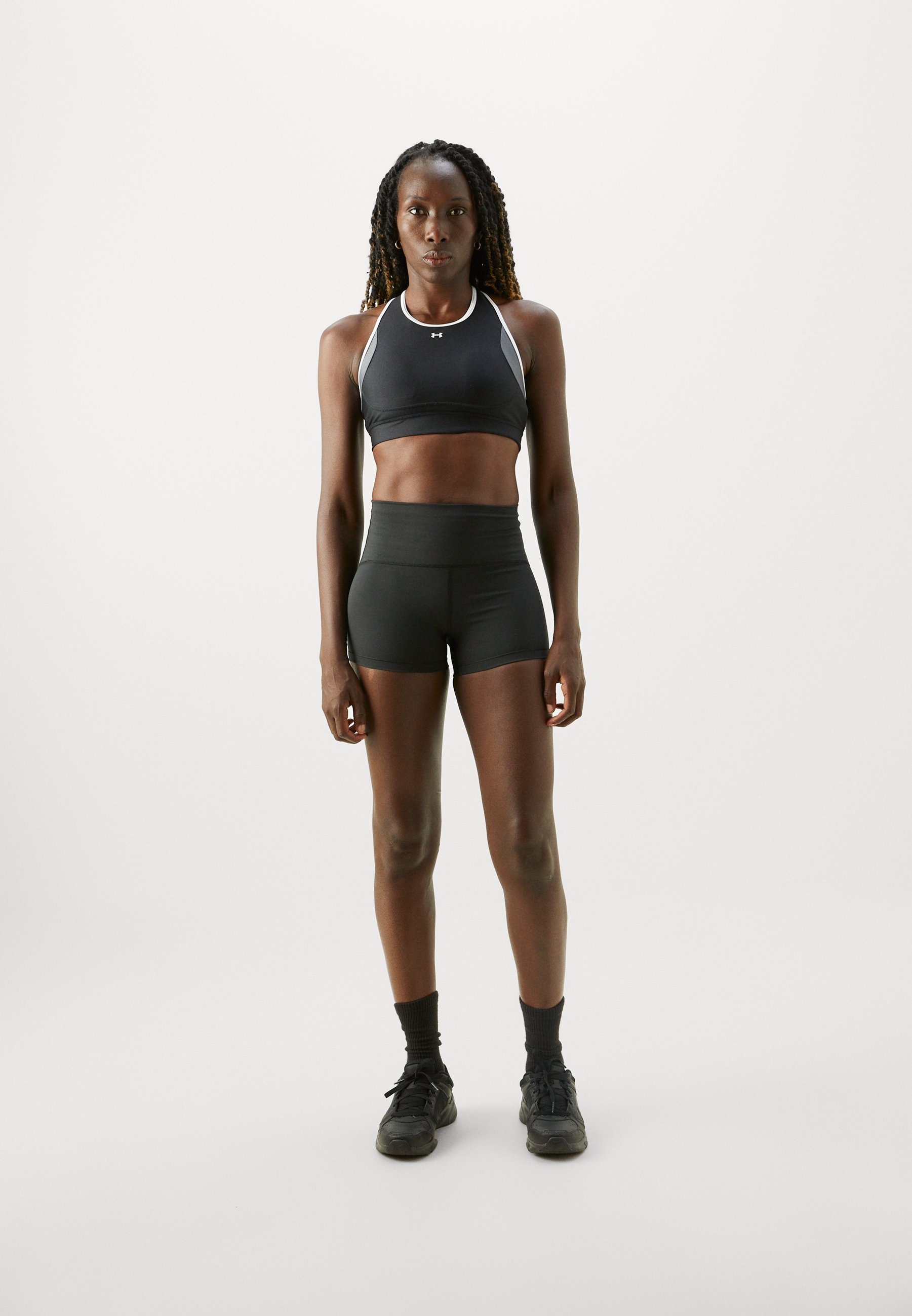 Under Armour CROSSBACK MID OPEN BACK - Sportbeha met gemiddelde ondersteuning - zwart/kasteelrots/wit