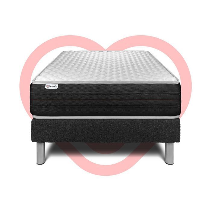 Mattress and Bed Base Set 90x200 cm - Black Bed Base (pre-assembled) - Vitalmemo One Black