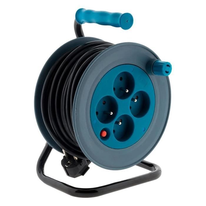 Enrouleur ménager ZENITECH 15m 3G1 mm² - Bleu