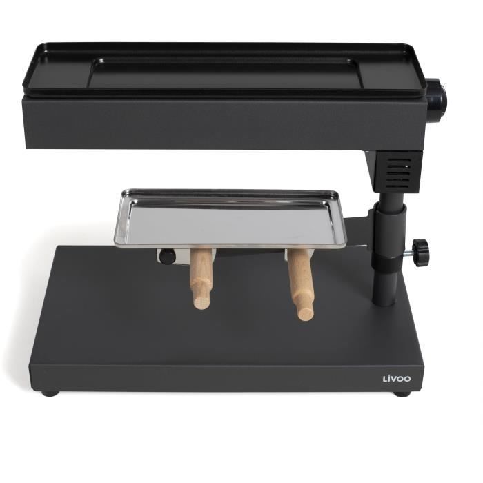 Raclette tradicional - LIVOO - DOC159 - 600W - Para 6 a 8 personas - Soporte para queso extraíble - 2 espátulas