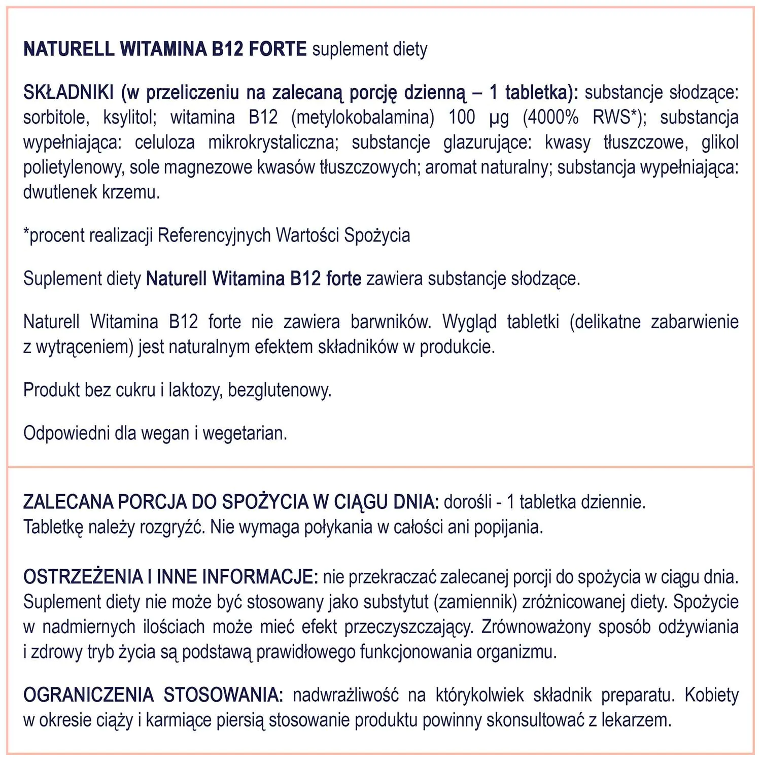 Naturell Witamina B12 Forte Tabletki do żucia 120 tabletek