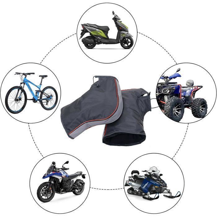 Gants de Guidon Moto Universel Hiver -GATBOSN  - Etanche Coupe-Vent Protection de Main Chaud Anti-Froid