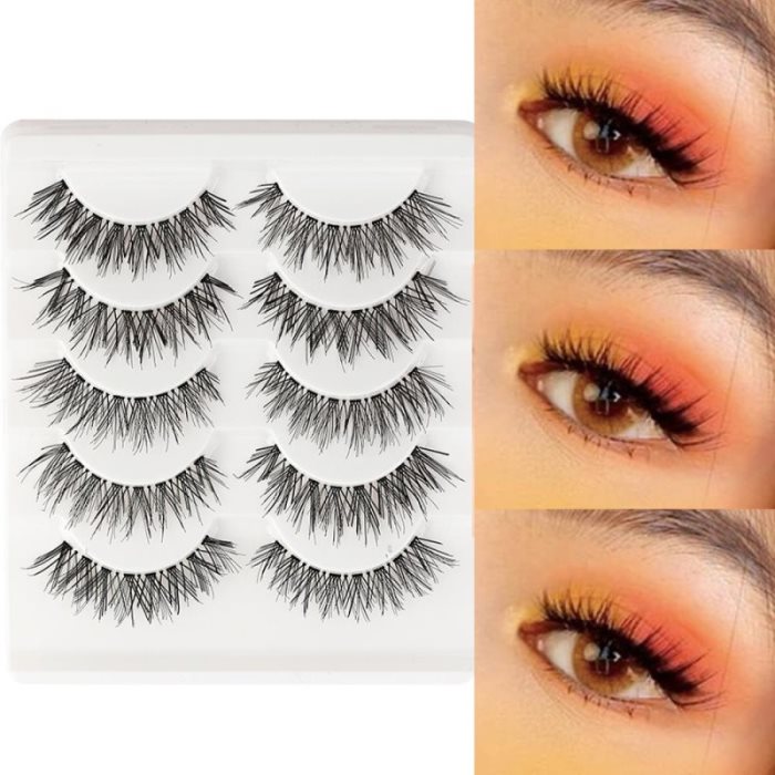 Nouveaux faux cils croisés de haute qualité et tendance (5 paires) : maquillage mignon, cils épais et naturels pour un look naturel au quotidien.