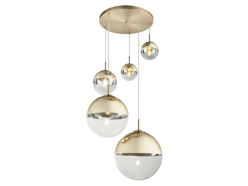 Lampa wisząca Varus 5-punktowa szklana złota