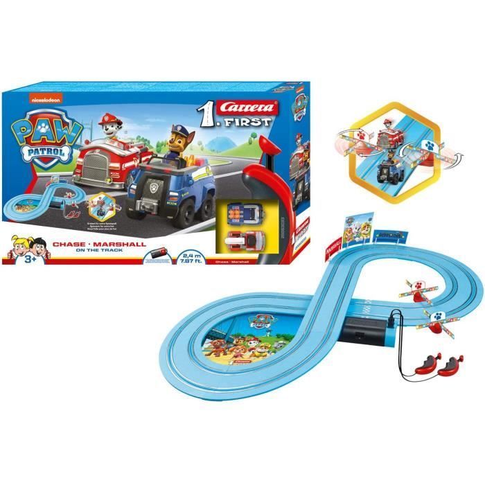 Circuit de voiture - Carrera - First Paw Patrol - 1 circuit - 2 voitures miniatures - 2 manettes ergonomiques