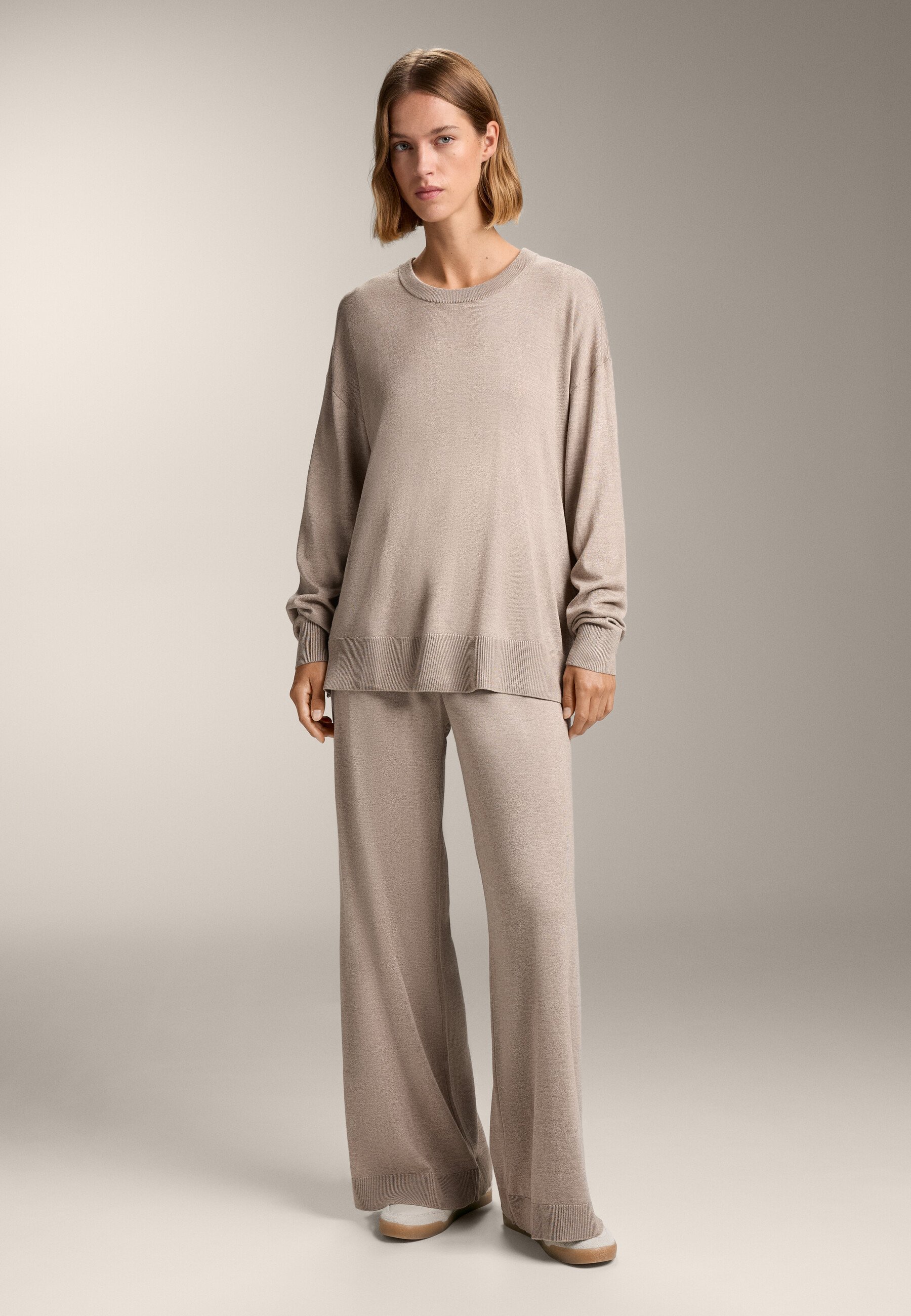 OYSHO 10% Kasjmier Rechte Gebreide Broek - beige