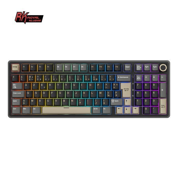 RK ROYAL KLUDGE R98 Pro Kabelgebundene mechanische Tastatur, 96% Gaming-Tastatur, AZERTY-Layout, RGB-Hintergrundbeleuchtung, PBT-Tastenkappen, Hot-Swap-fähige Creamy-Switches