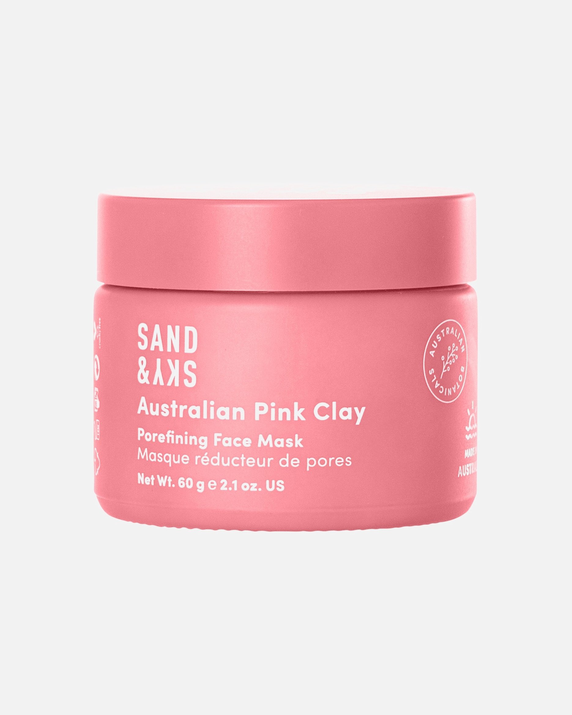 Sand & Sky māla maska ar Austrālijas rozā māliem poru attīrīšanai – 60 g