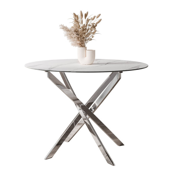 Stół BEIRA II 90 cm chrom/calacatta