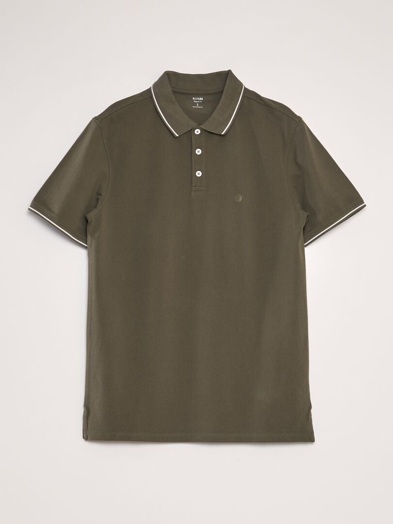 Koszulka polo z bawełnianej piki – KHAKI