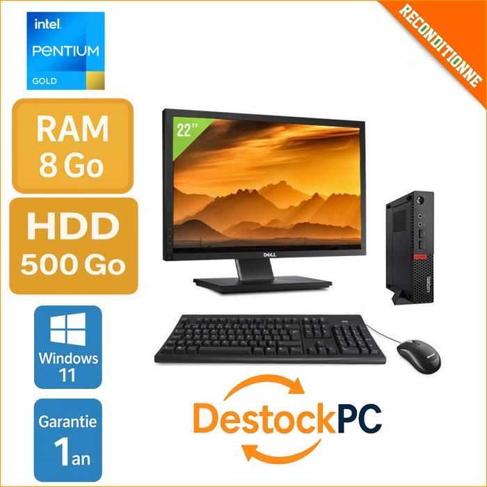 Mini PC de escritorio Lenovo M710q con pantalla de 22