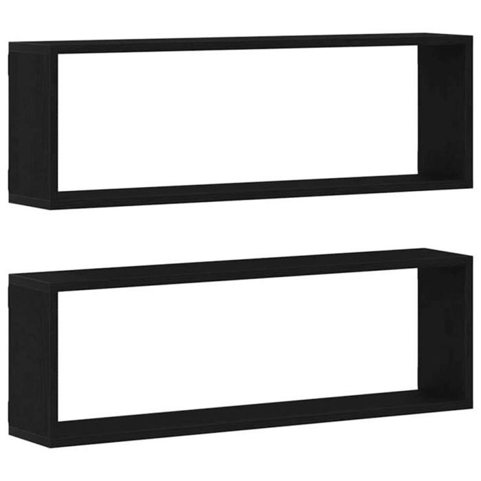 vidaXL Set van 2 wandplanken, zwart eikenhout, 80×15×26 cm – Samengesteld hout, draagvermogen 60 kg