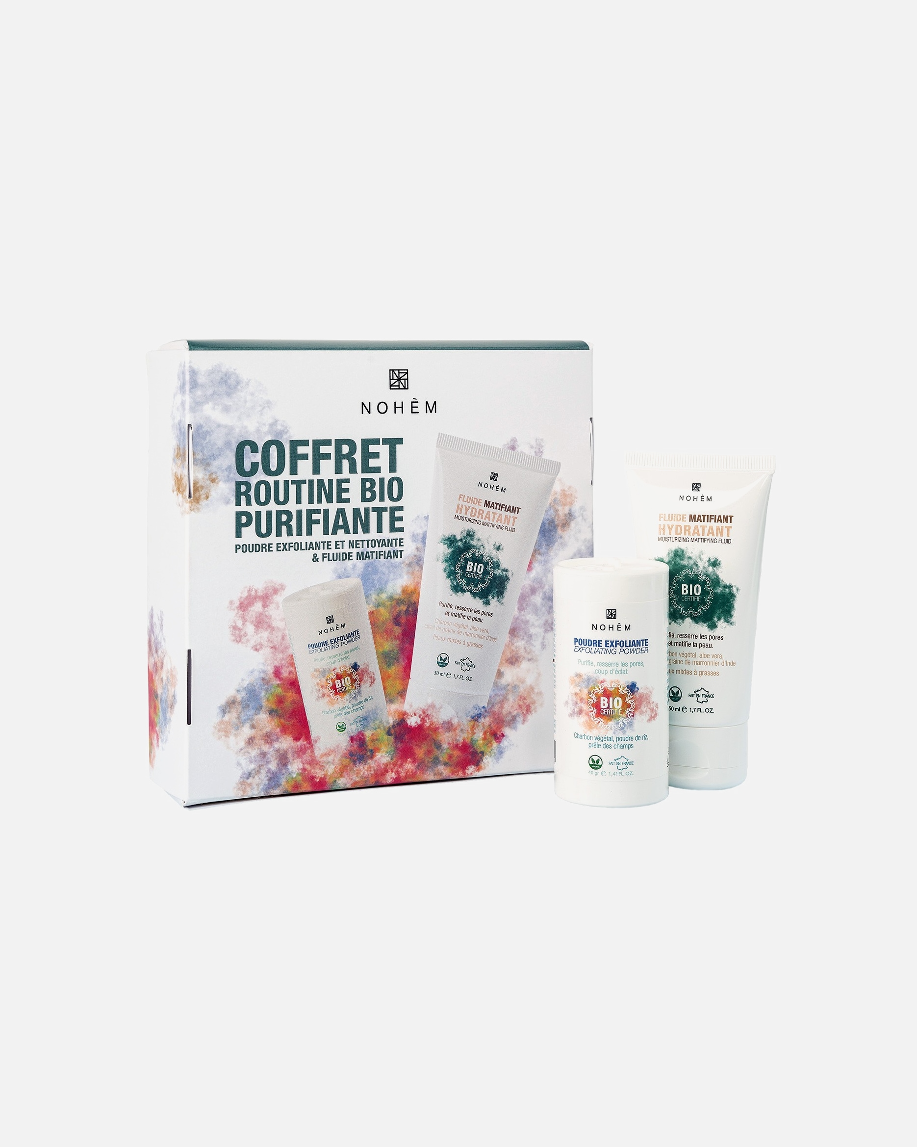 Nohèm Coffret purifiant ayurvédique (fluide +poudre exfoliante et nettoyante)