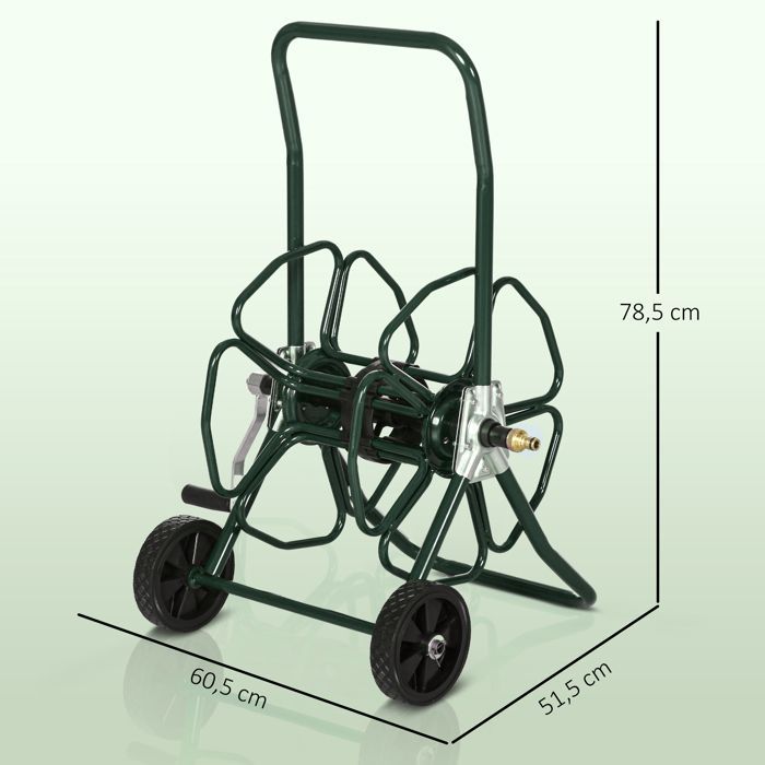 Outsunny garden hose reel - on wheels - 30 m of 16 mm diameter hose - reel - non-slip handle - green