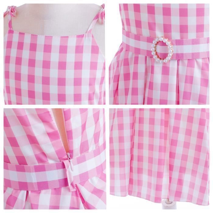 Mädchen-Kostüm: Rosa kariertes Kleid – Filmkostüm, Cosplay, Karneval, Halloween – Prinzessinnenkostüm für Kinder mit Accessoires