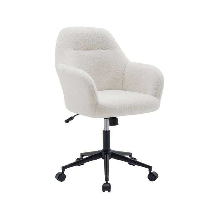 Chaise de bureau à roulettes ajustable métal et bouclette STAN