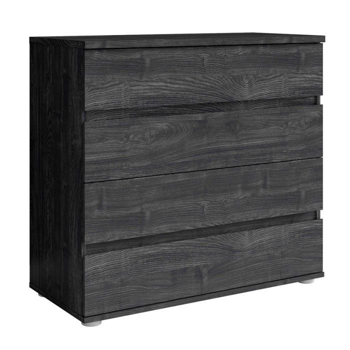 Chambre complète VELTIS – Lit 160x200 LED avec sommier + armoire + commode + chevets – Frêne noir