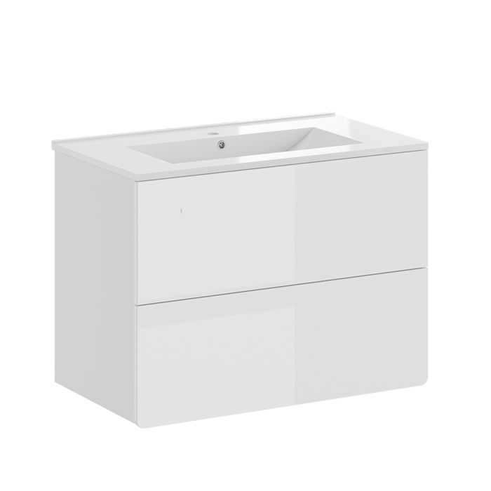 Set di mobili da bagno Izan, composto da due pezzi, colore bianco, Vicco 41537