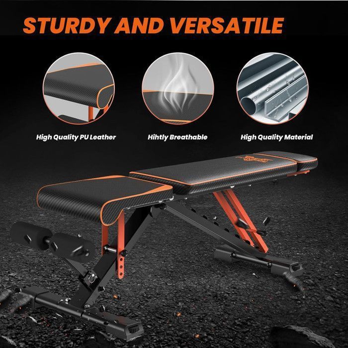 Banc de musculation - DSKEUZEEW - Ajustable - Capacité 400 kg - Pliable - Noir